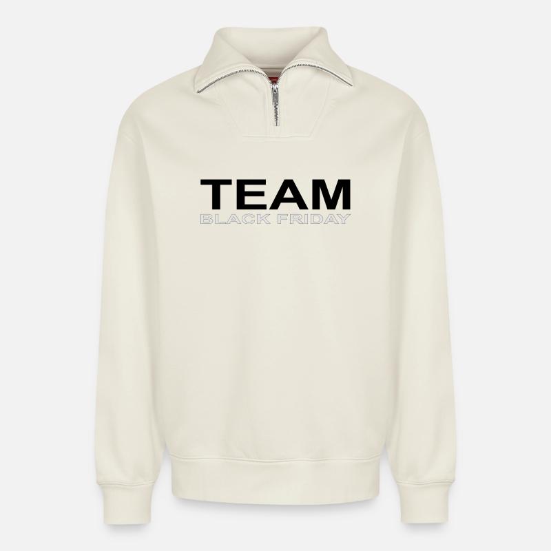Team Black Friday - Relaxed Unisex Organic Half Zip Sweatshirt – von SPREAD - Naturweiß