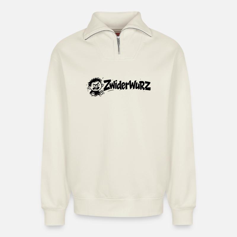 Zwiderwurz - Relaxed Unisex Organic Half Zip Sweatshirt – von SPREAD - Naturweiß