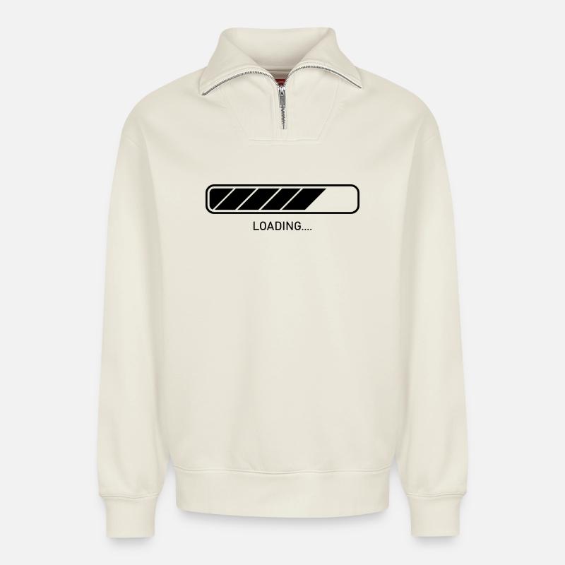 loading - Relaxed Unisex Organic Half Zip Sweatshirt – by SPREAD - off white