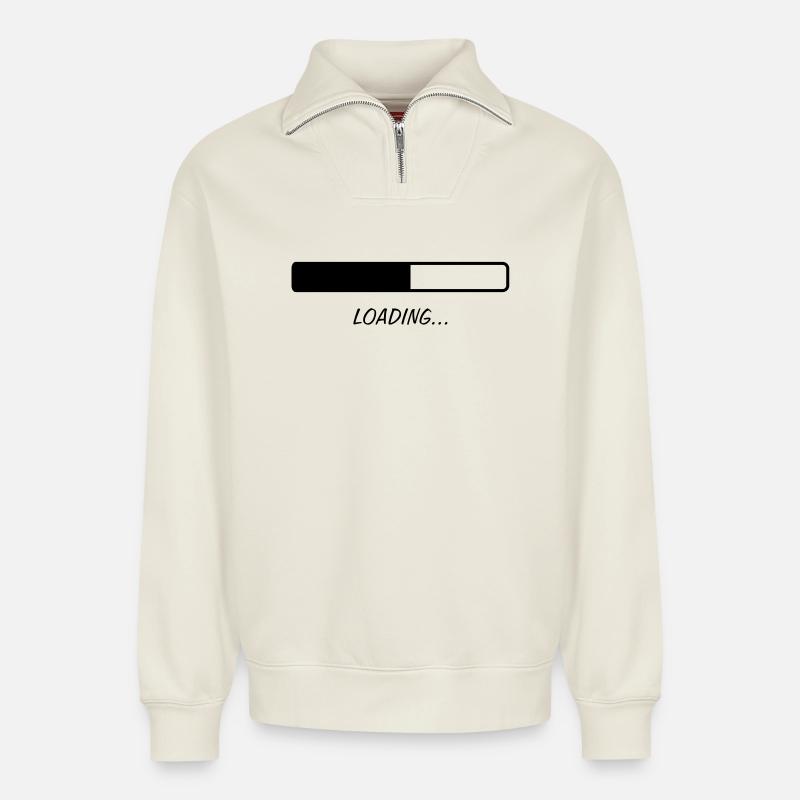 Loading ... - Relaxed Unisex Organic Half Zip Sweatshirt – by SPREAD - off white