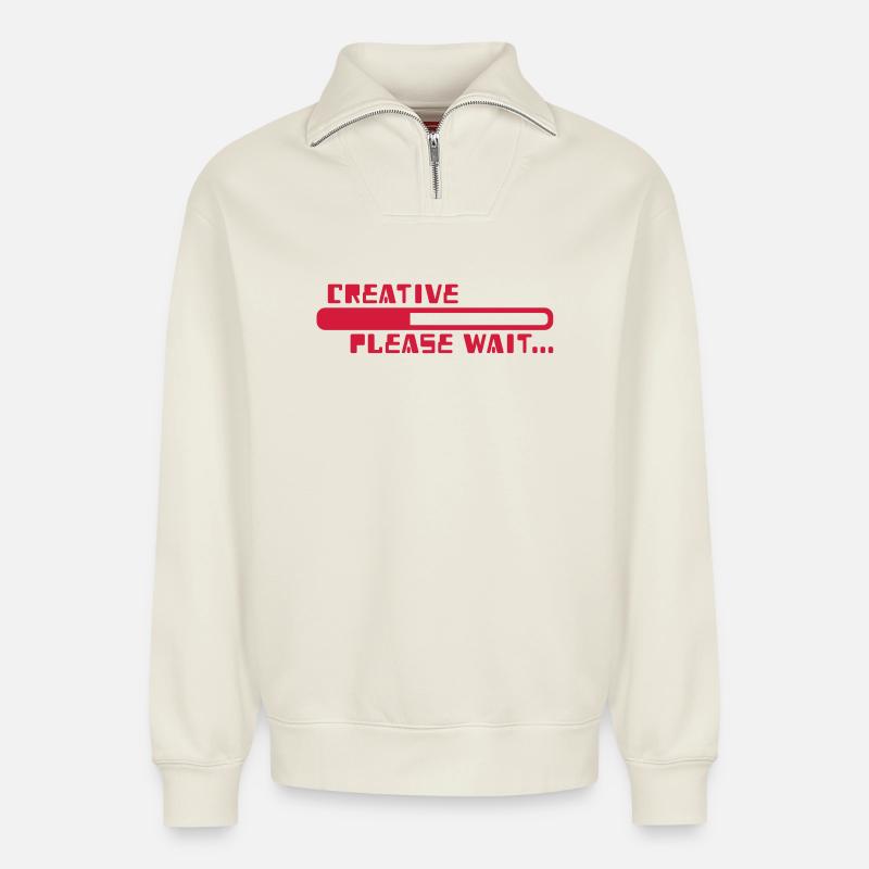 creative - Relaxed Unisex Organic Half Zip Sweatshirt – by SPREAD - off white