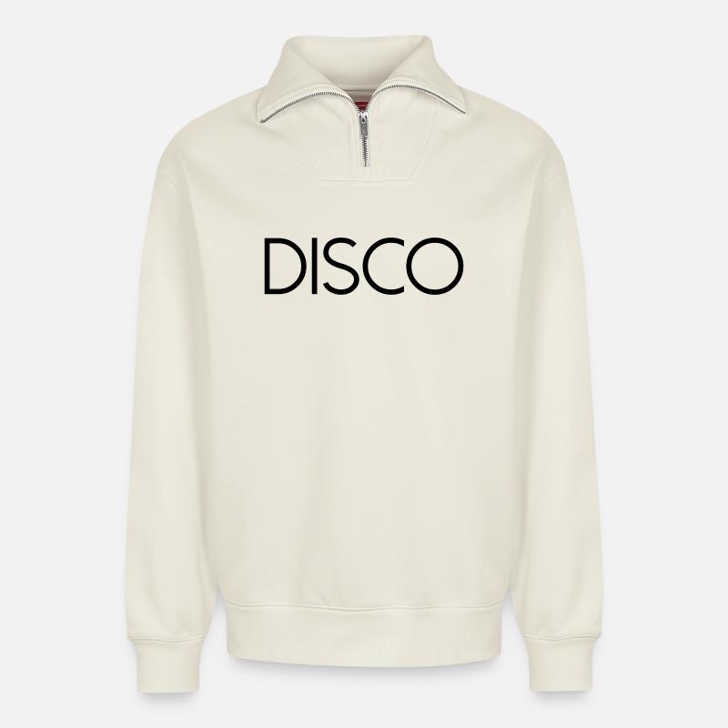 DISCO Diskokugel - Sweat unisexe décontracté en coton biologique à demi-zip – de SPREAD - blanc cassé