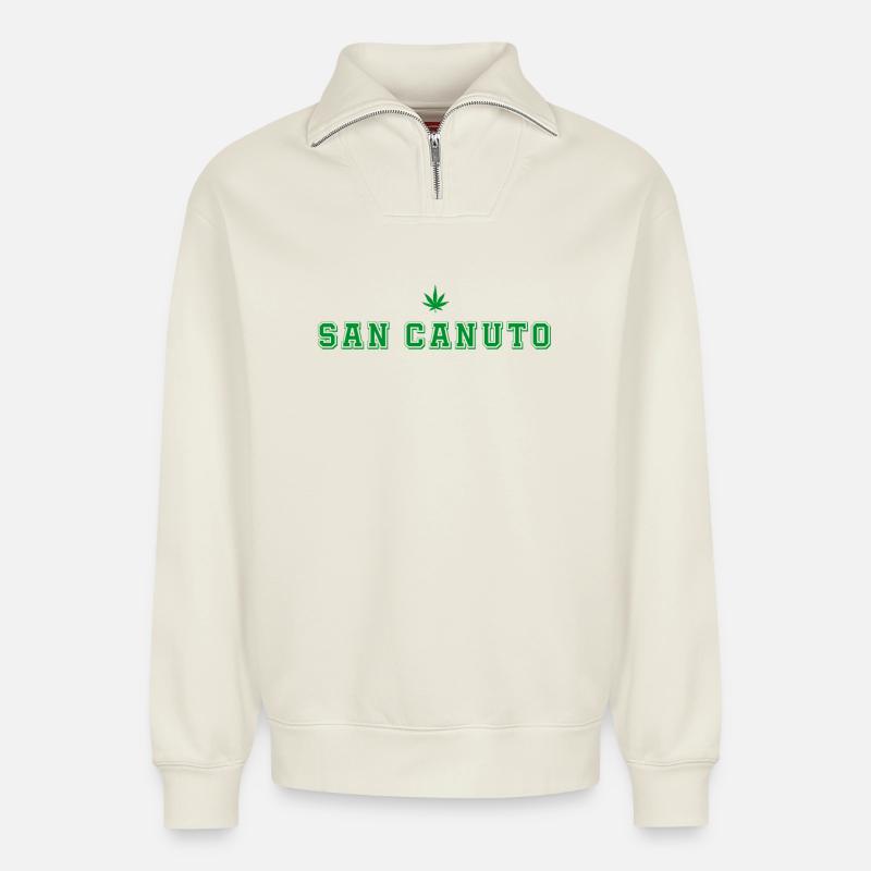 San Canuto Retro - Relaxed Unisex Organic Half Zip Sweatshirt – von SPREAD - Naturweiß