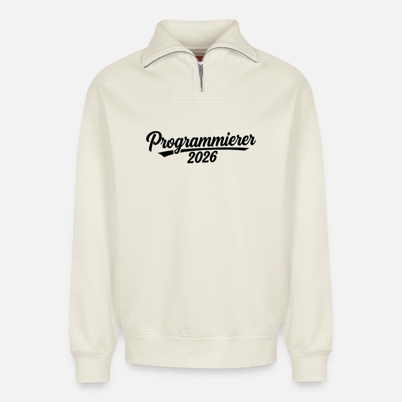 Programmer 2026 – Coding Design - Relaxed Unisex Organic Half Zip Sweatshirt – by SPREAD - off white