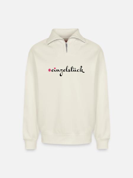 Einzelstück - Relaxed Unisex Organic Half Zip Sweatshirt – von SPREAD - Naturweiß