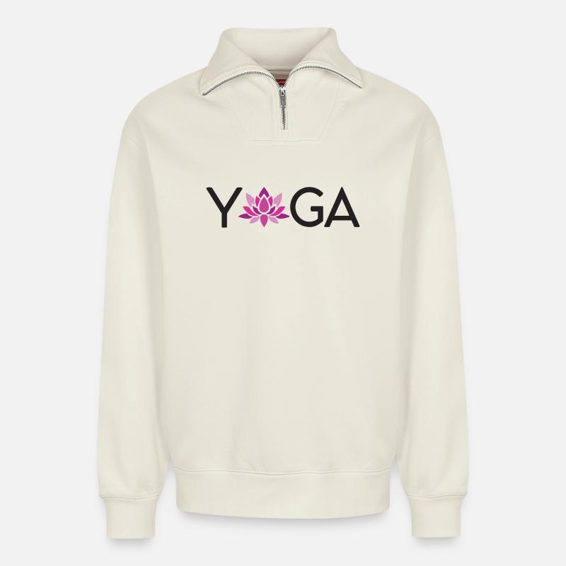 Joga - Relaxed Unisex Organic Half Zip Sweatshirt – von SPREAD - Naturweiß