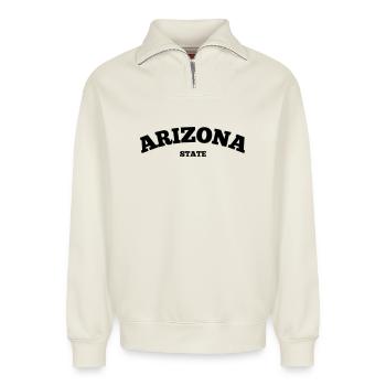 État de l’Arizona - Sweat unisexe décontracté en coton biologique à demi-zip – de SPREAD - blanc cassé - Devant