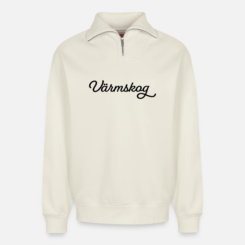 Värmskog ink - Relaxed Unisex Organic Half Zip Sweatshirt – by SPREAD - off white