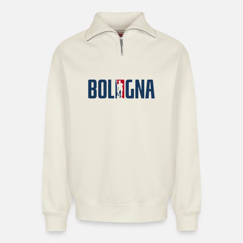 Nettuno Bologna - Relaxed Unisex Organic Half Zip Sweatshirt – von SPREAD - Naturweiß