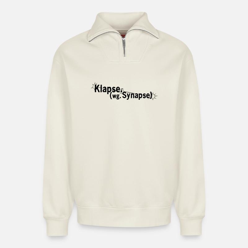 Slaps because of synapse - Relaxed Unisex Organic Half Zip Sweatshirt – by SPREAD - off white