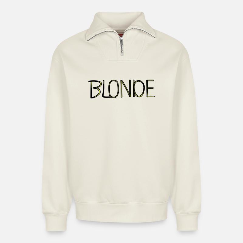 Blonde - Relaxed Unisex Organic Half Zip Sweatshirt – by SPREAD - off white