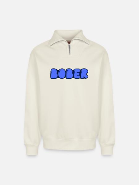Bober - Relaxed Unisex Organic Half Zip Sweatshirt – by SPREAD - off white