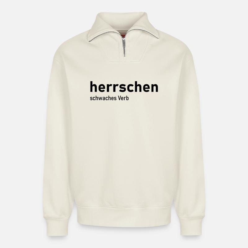 herrschen schwaches Verb - Relaxed Unisex Organic Half Zip Sweatshirt – von SPREAD - Naturweiß