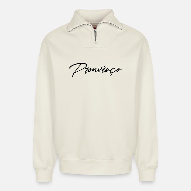 Prouvènço - Relaxed Unisex Organic Half Zip Sweatshirt – von SPREAD - Naturweiß