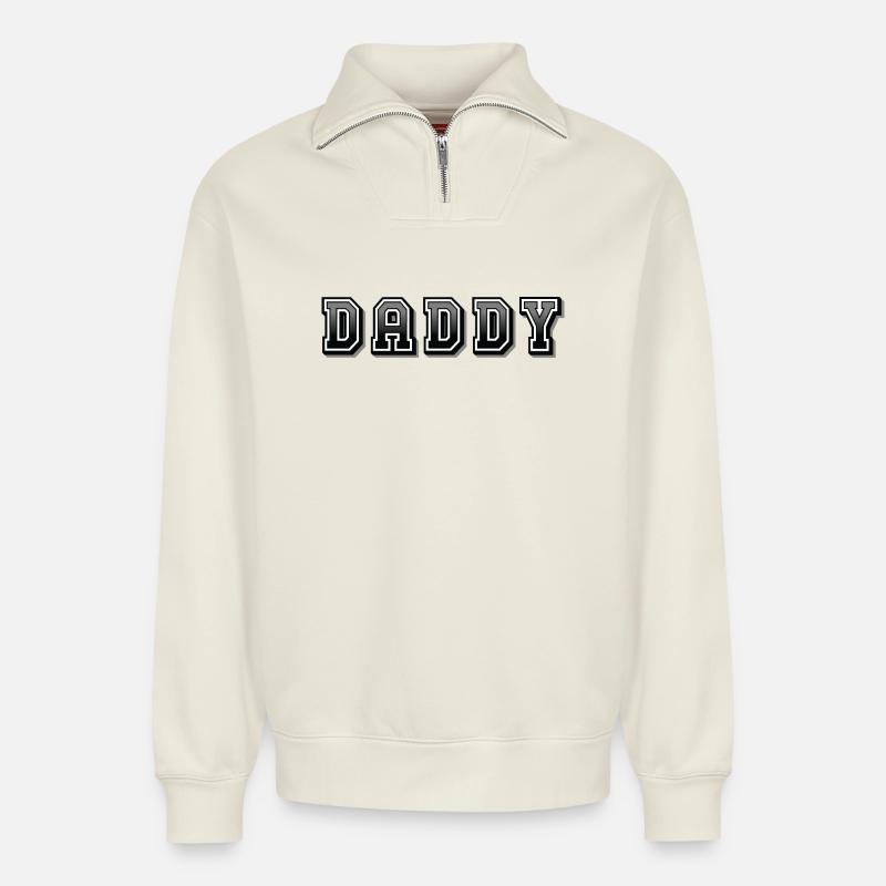 Daddy - Relaxed Unisex Organic Half Zip Sweatshirt – von SPREAD - Naturweiß