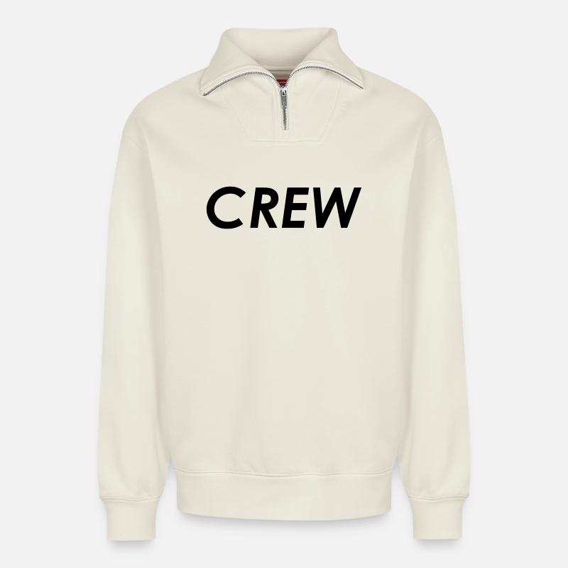 équipage - Sweat unisexe décontracté en coton biologique à demi-zip – de SPREAD - blanc cassé