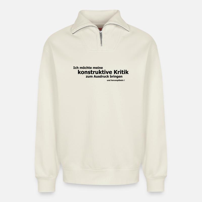 Poebeln - Relaxed Unisex Organic Half Zip Sweatshirt – von SPREAD - Naturweiß