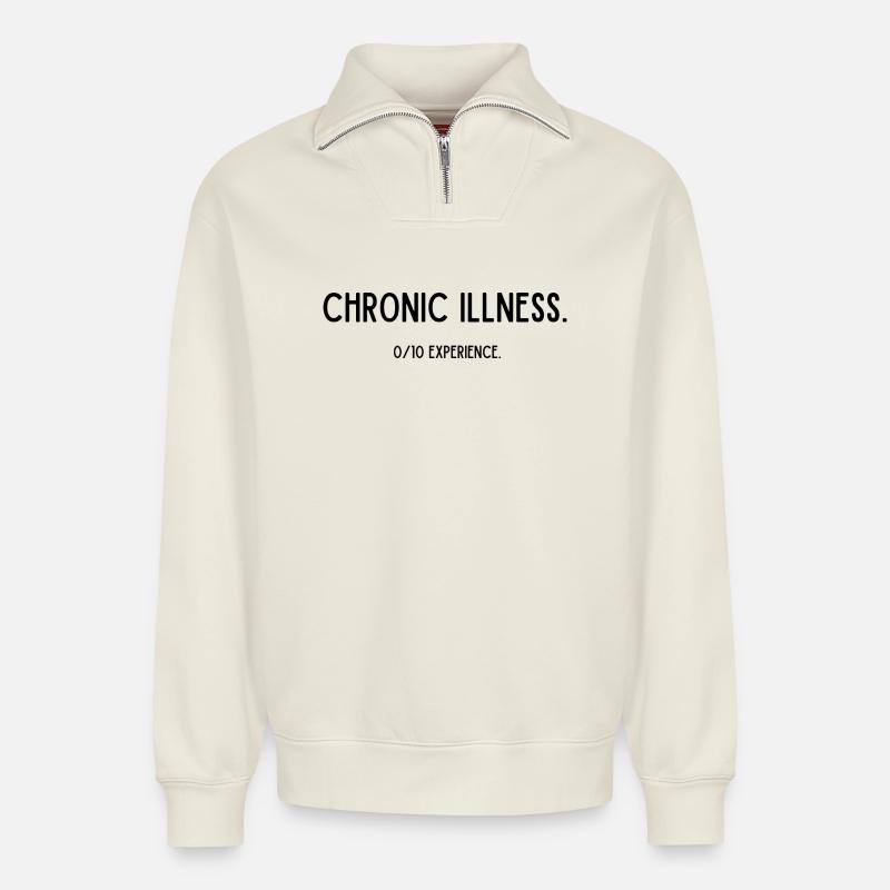 Chronic illness - Relaxed Unisex Organic Half Zip Sweatshirt – von SPREAD - Naturweiß