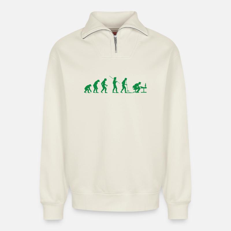 Programmierer Evolution Informatiker Entwickler - Relaxed Unisex Organic Half Zip Sweatshirt – von SPREAD - Naturweiß