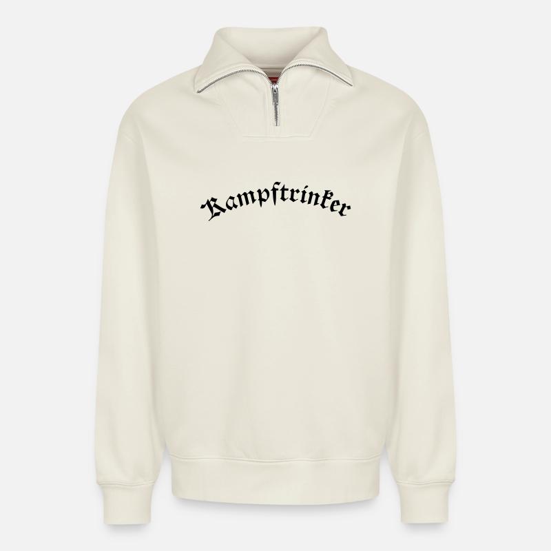 kampftrinker - Relaxed Unisex Organic Half Zip Sweatshirt – by SPREAD - off white