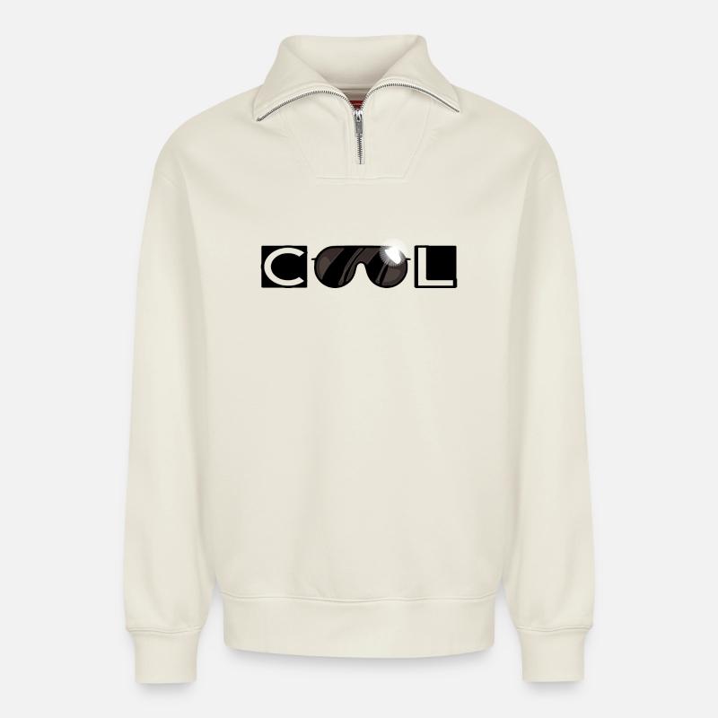 cool - Sweat unisexe décontracté en coton biologique à demi-zip – de SPREAD - blanc cassé