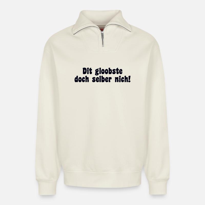 Berlin Spruch Dialekt Retro - Relaxed Unisex Organic Half Zip Sweatshirt – von SPREAD - Naturweiß