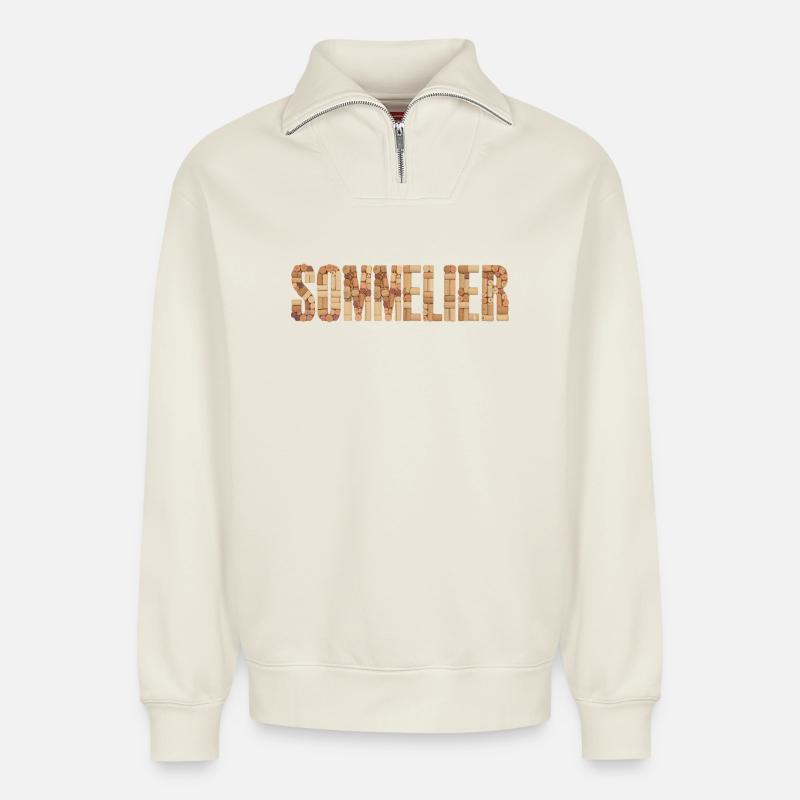 Sommelier - Relaxed Unisex Organic Half Zip Sweatshirt – von SPREAD - Naturweiß