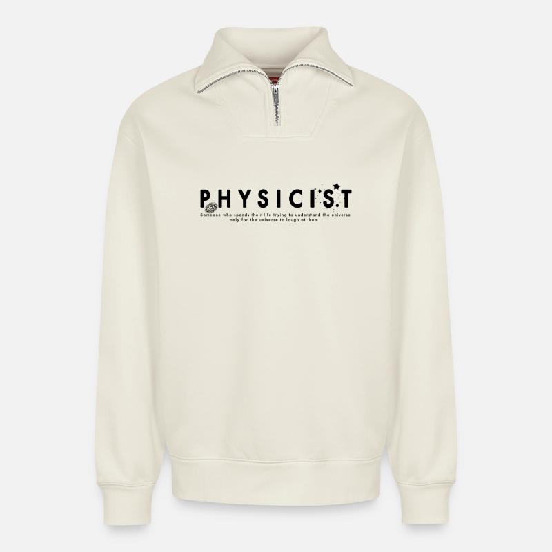 Physicts - Relaxed Unisex Organic Half Zip Sweatshirt – von SPREAD - Naturweiß