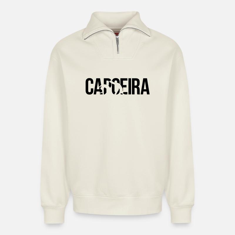 capoeira - Relaxed Unisex Organic Half Zip Sweatshirt – von SPREAD - Naturweiß