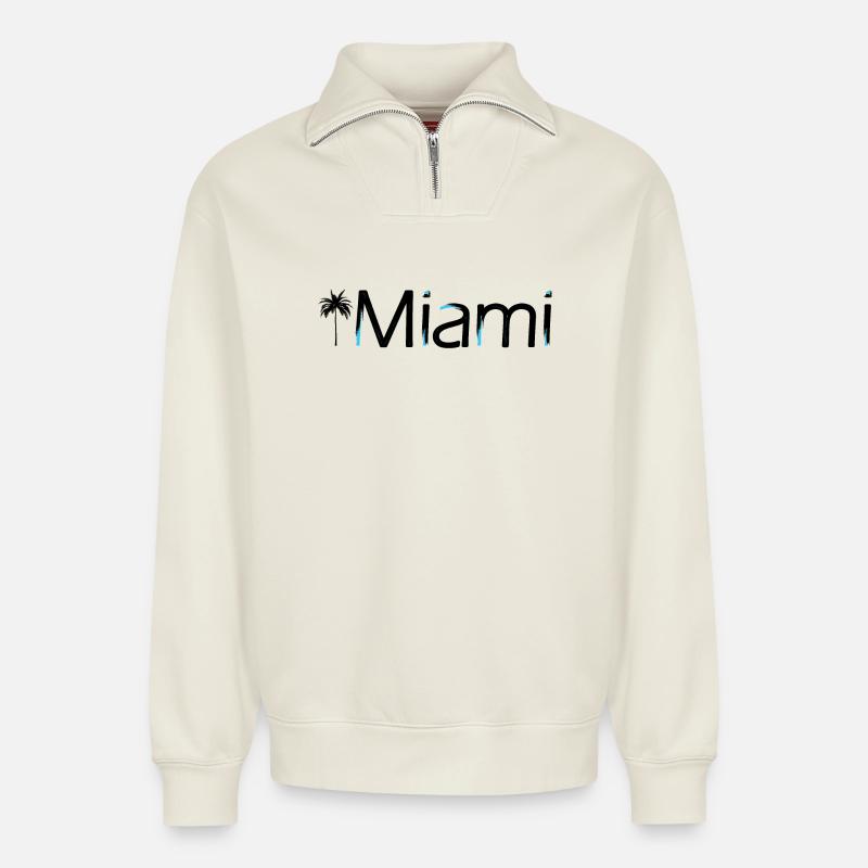 Miami - Relaxed Unisex Organic Half Zip Sweatshirt – von SPREAD - Naturweiß