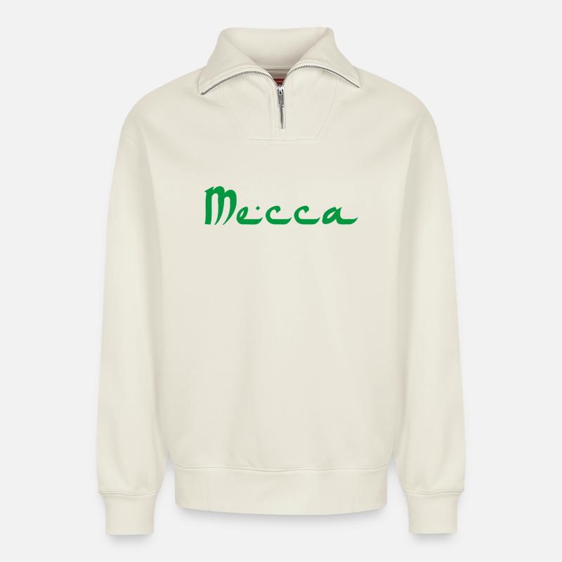 Mecca - Relaxed Unisex Organic Half Zip Sweatshirt – by SPREAD - off white