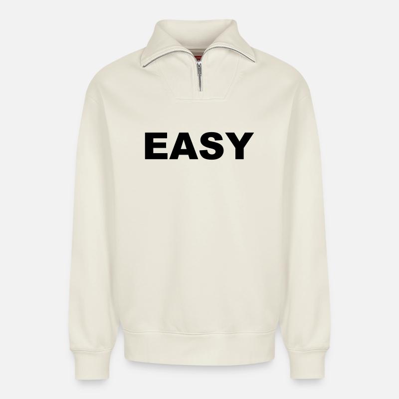 EASY - Relaxed Unisex Organic Half Zip Sweatshirt – von SPREAD - Naturweiß