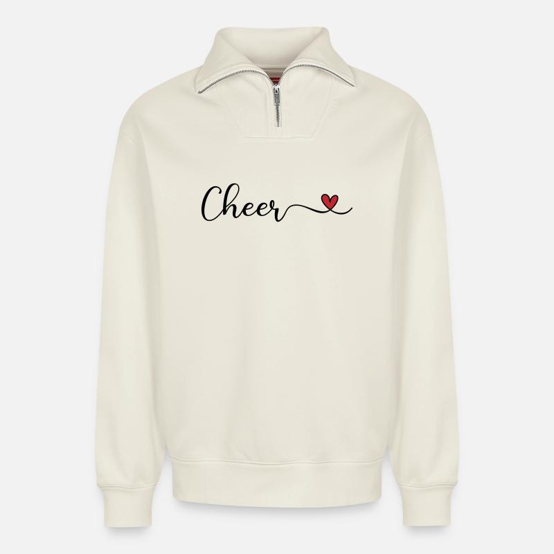 Cheer - Relaxed Unisex Organic Half Zip Sweatshirt – by SPREAD - off white