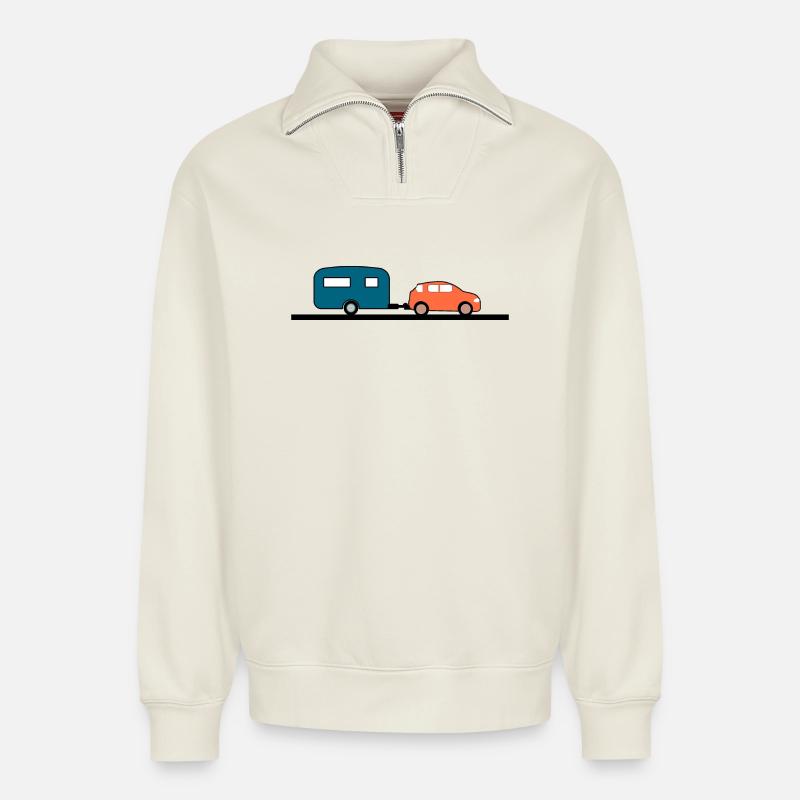 Auto - Relaxed Unisex Organic Half Zip Sweatshirt – von SPREAD - Naturweiß