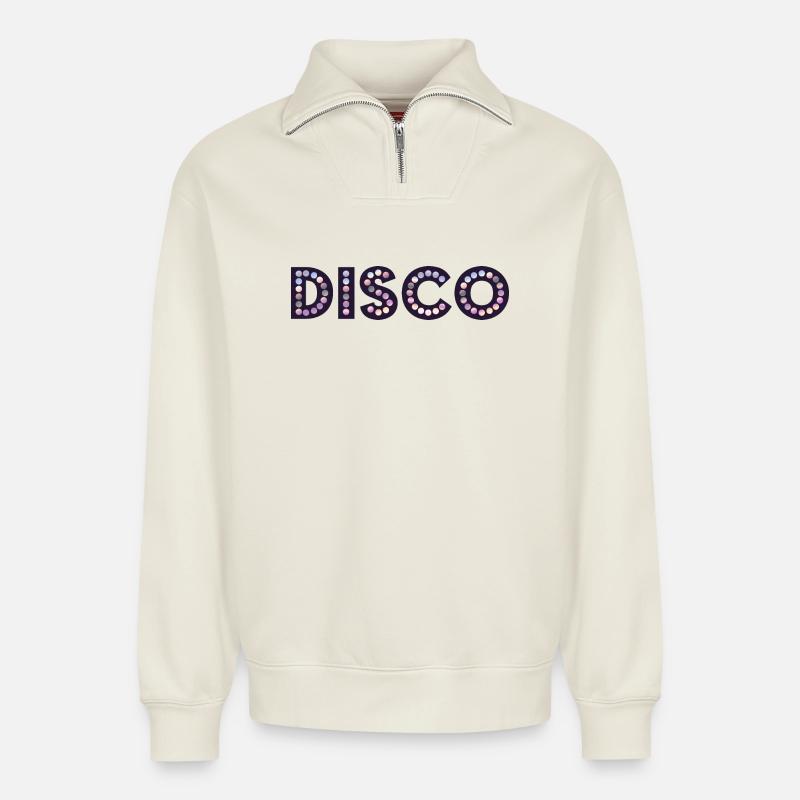 Disco - Relaxed Unisex Organic Half Zip Sweatshirt – by SPREAD - off white