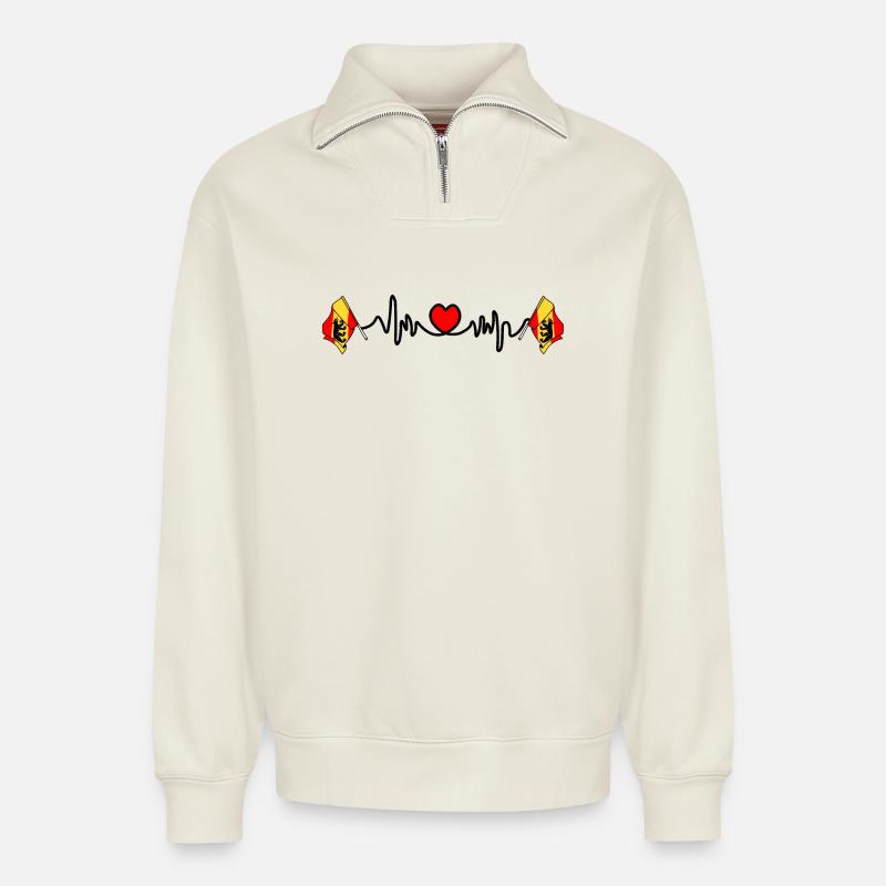 Herzfrequenz-Cardio für Bern Schweiz - Relaxed Unisex Organic Half Zip Sweatshirt – von SPREAD - Naturweiß