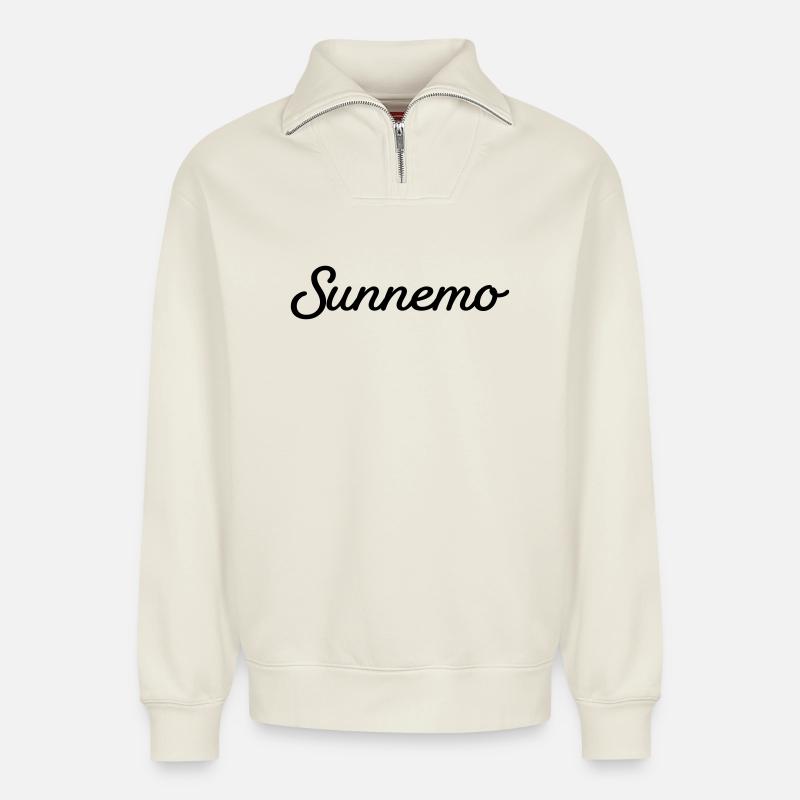 Sunnemo black - Relaxed Unisex Organic Half Zip Sweatshirt – by SPREAD - off white