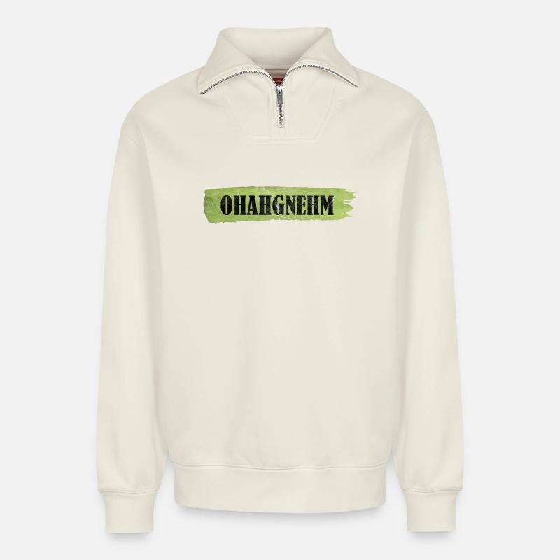 OHAHGNEHM - Relaxed Unisex Organic Half Zip Sweatshirt – von SPREAD - Naturweiß