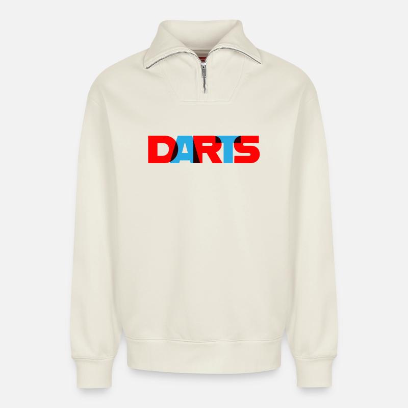 Dart, DARTS_3D_Farben - Sweat unisexe décontracté en coton biologique à demi-zip – de SPREAD - blanc cassé