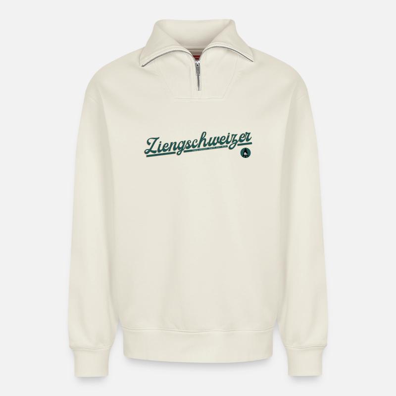 Ziengschweizer - Relaxed Unisex Organic Half Zip Sweatshirt – von SPREAD - Naturweiß
