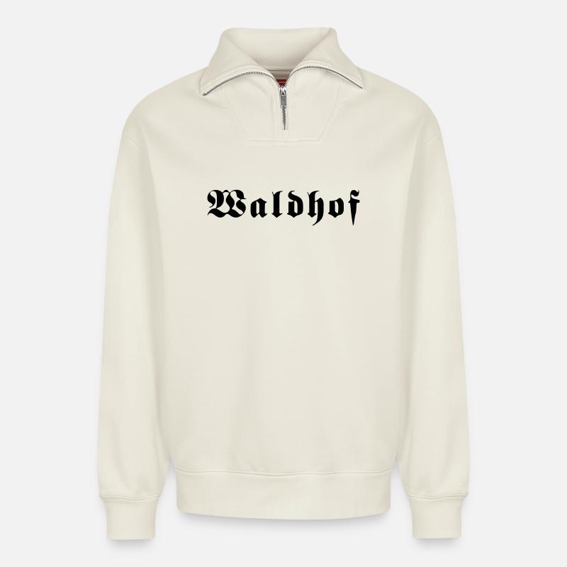 Waldhof - Relaxed Unisex Organic Half Zip Sweatshirt – von SPREAD - Naturweiß