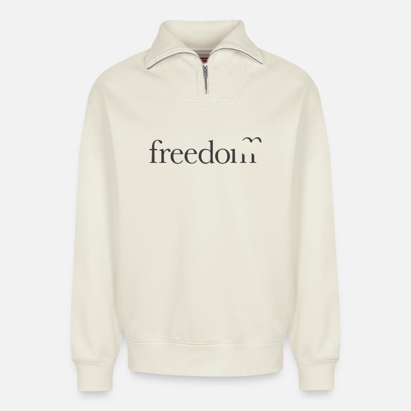 Freedom - Relaxed Unisex Organic Half Zip Sweatshirt – von SPREAD - Naturweiß