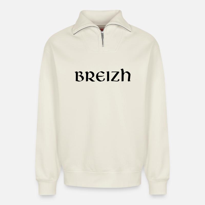 breizh - Relaxed Unisex Organic Half Zip Sweatshirt – von SPREAD - Naturweiß