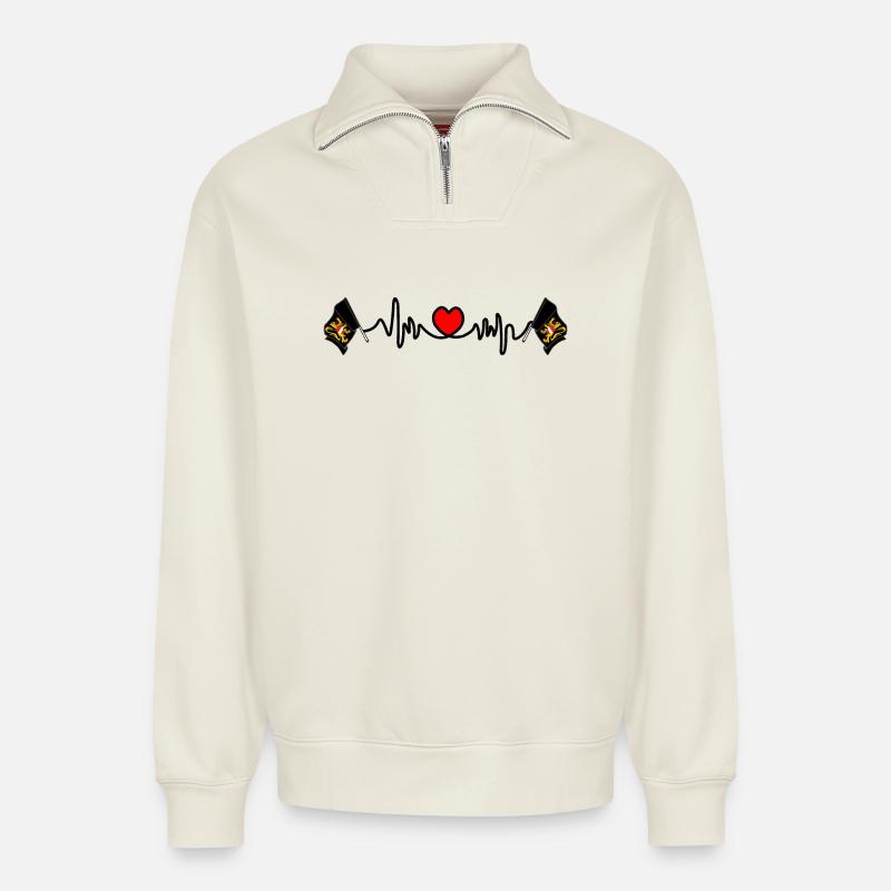 Herzfrequenz-Cardio Flämisch-Brabant Belgien - Relaxed Unisex Organic Half Zip Sweatshirt – von SPREAD - Naturweiß