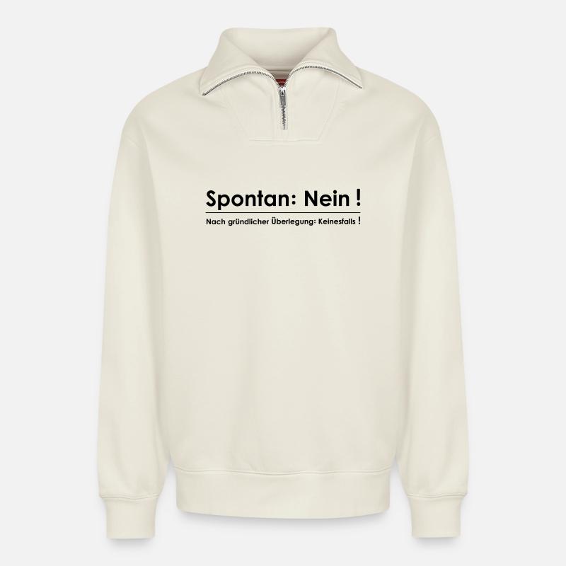 Spontané Non - Sweat unisexe décontracté en coton biologique à demi-zip – de SPREAD - blanc cassé