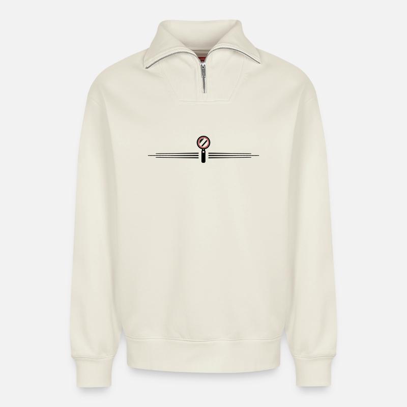Lupe Symbol Linie - Relaxed Unisex Organic Half Zip Sweatshirt – von SPREAD - Naturweiß