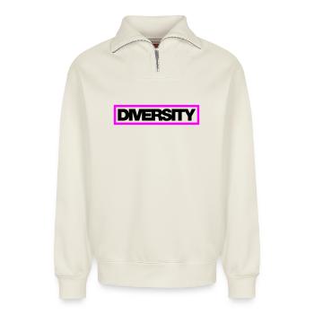 Typo Diversity Kontur 2C - Relaxed Unisex Organic Half Zip Sweatshirt – von SPREAD - Naturweiß - Vorne