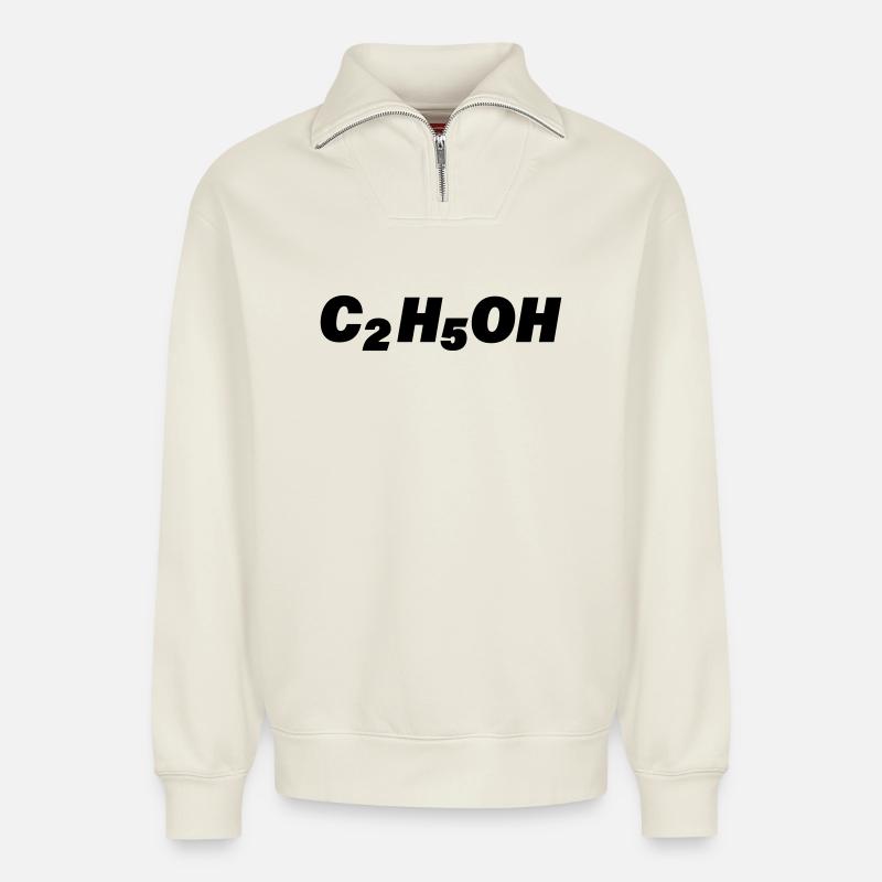 C2H5OH - Relaxed Unisex Organic Half Zip Sweatshirt – by SPREAD - off white