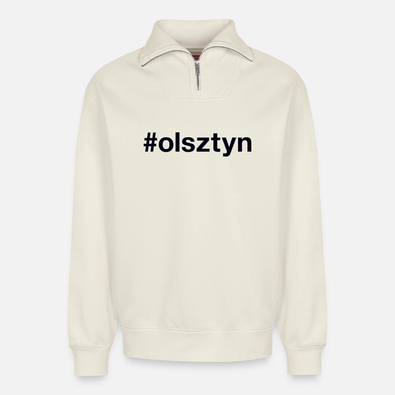Olsztyn - Relaxed Unisex Organic Half Zip Sweatshirt – by SPREAD - off white