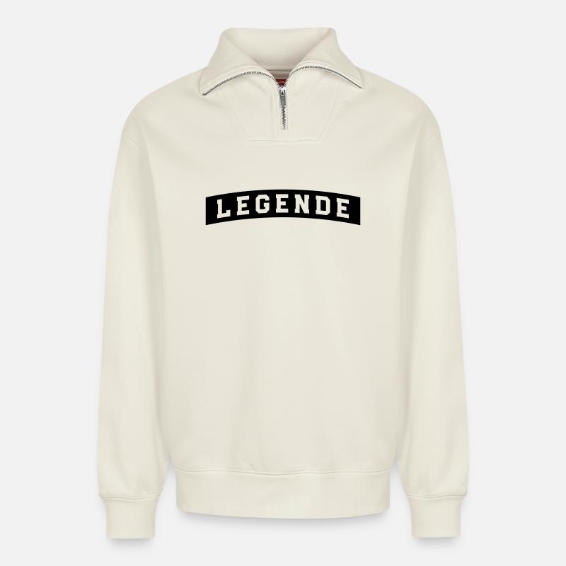 legende - Relaxed Unisex Organic Half Zip Sweatshirt – von SPREAD - Naturweiß
